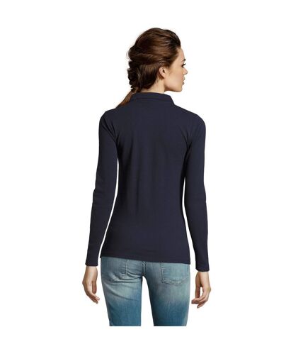 SOLS Womens/Ladies Perfect Long Sleeve Pique Polo Shirt (French Navy) - UTPC2908