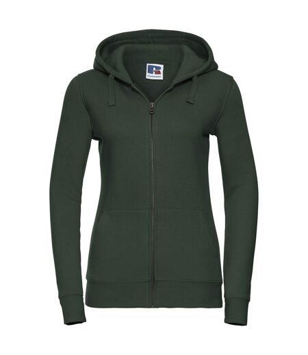 Womens/ladies authentic full zip hoodie bottle green Russell