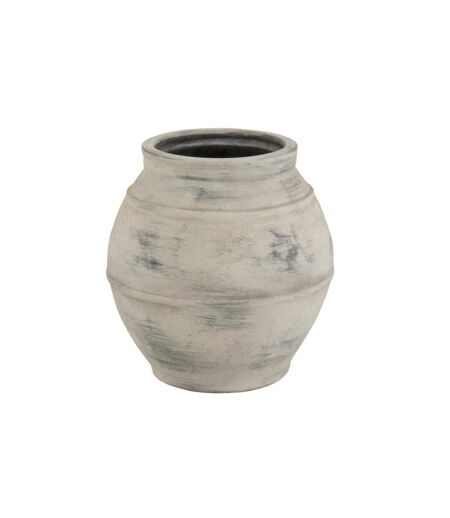 Cache-Pot en Céramique Tacheté 38cm Blanc Gris