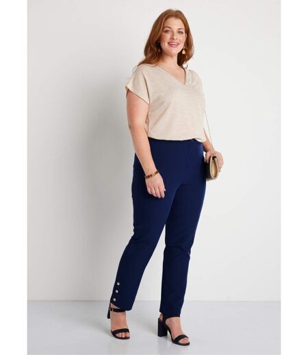 Pantalon droit 7/8e uni infroissable