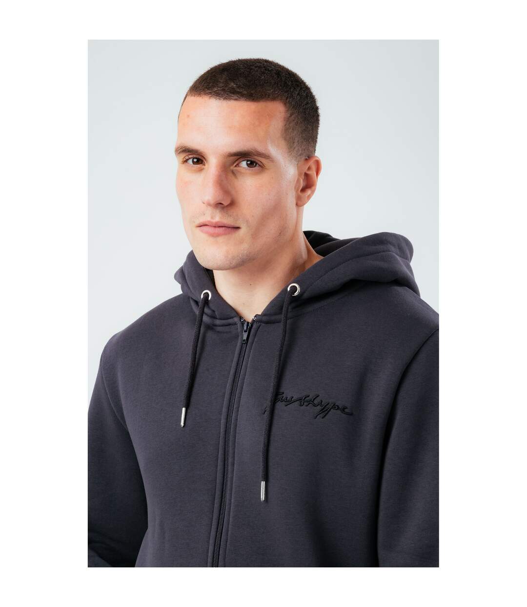 Hype Mens Zipped Oversized Hoodie (Charcoal)