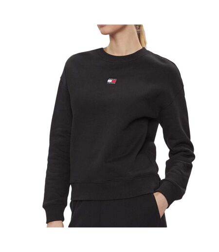 Sweat noir femme tommy hilfiger badge crew
