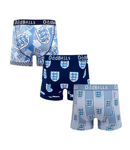 OddBalls Mens England FA Boxer Shorts (Pack Of 3) (Blue/White/Gray) - UTOB119