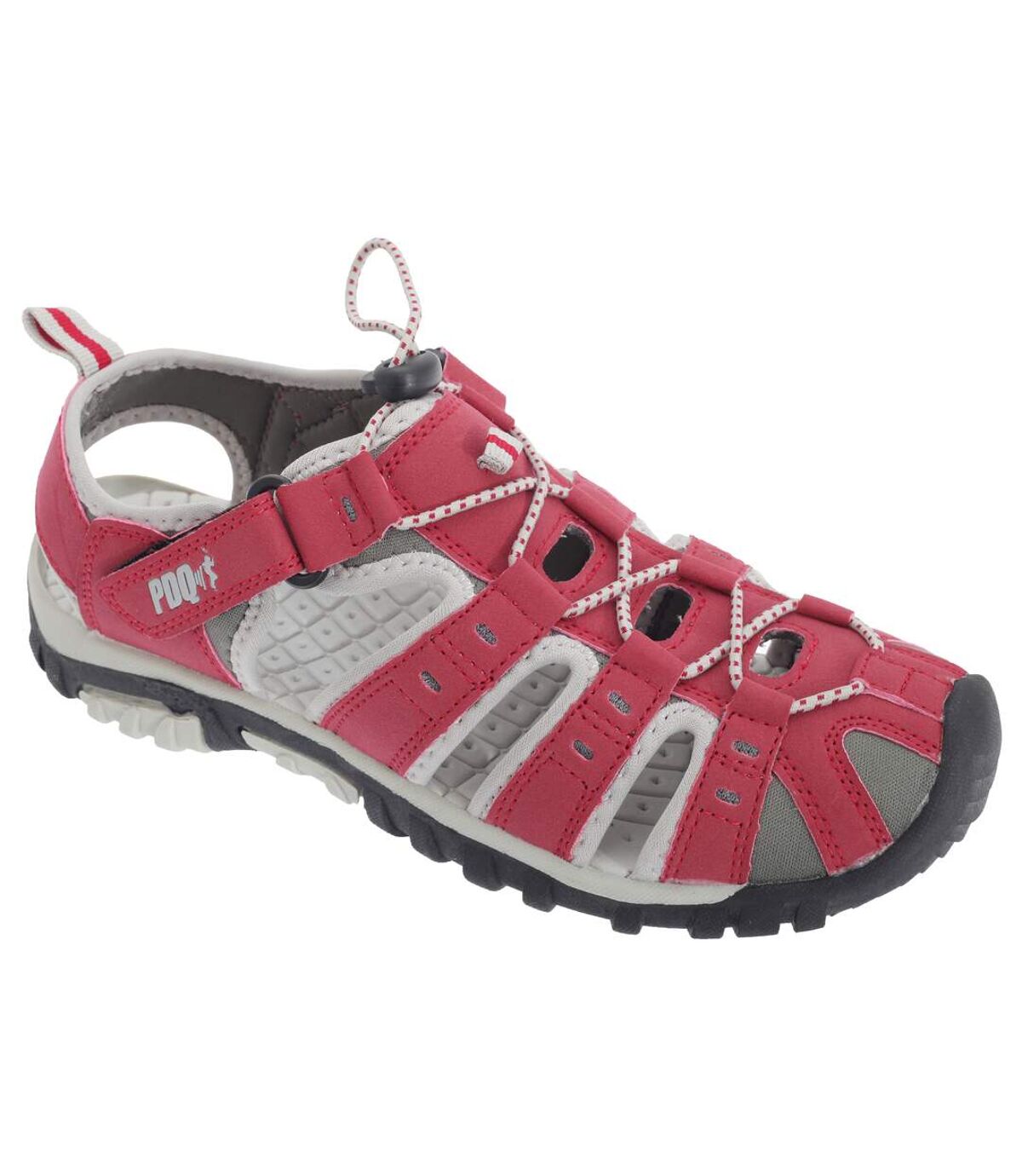 PDQ Womens/Ladies Toggle & Touch Fastening Sports Sandals (Red/Grey) - UTDF410