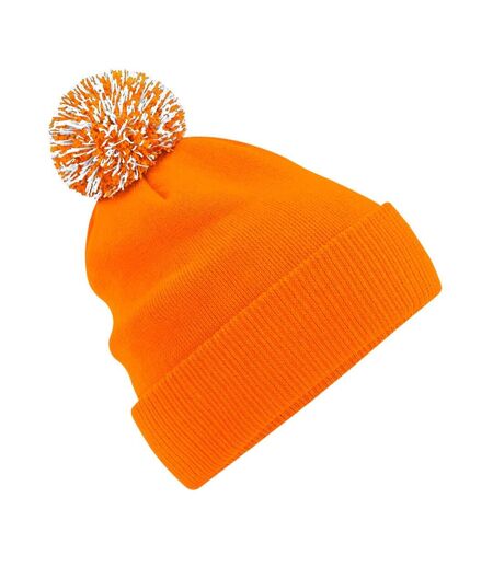 Adultes Bonnet Unisexe Snowstar Orange Blanc Beechfield