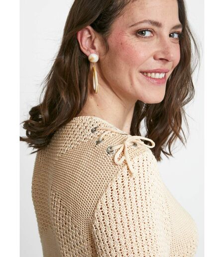 Pull col rond laçage fantaisie