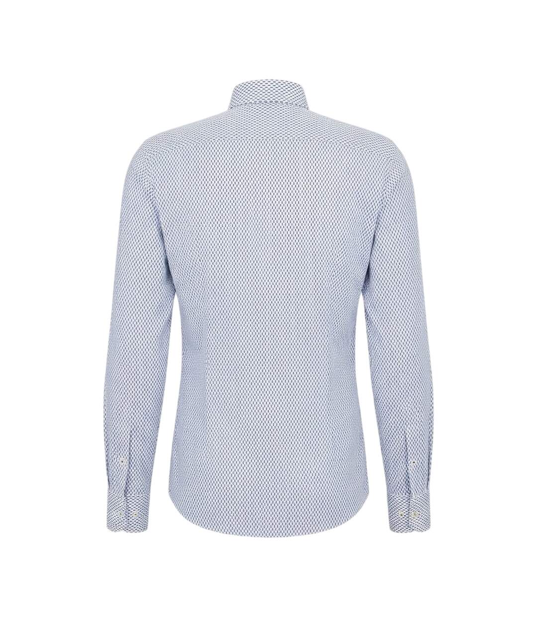 Mens Geometric Pattern Long-sleeved Shirt Pastel Blue Boss-2