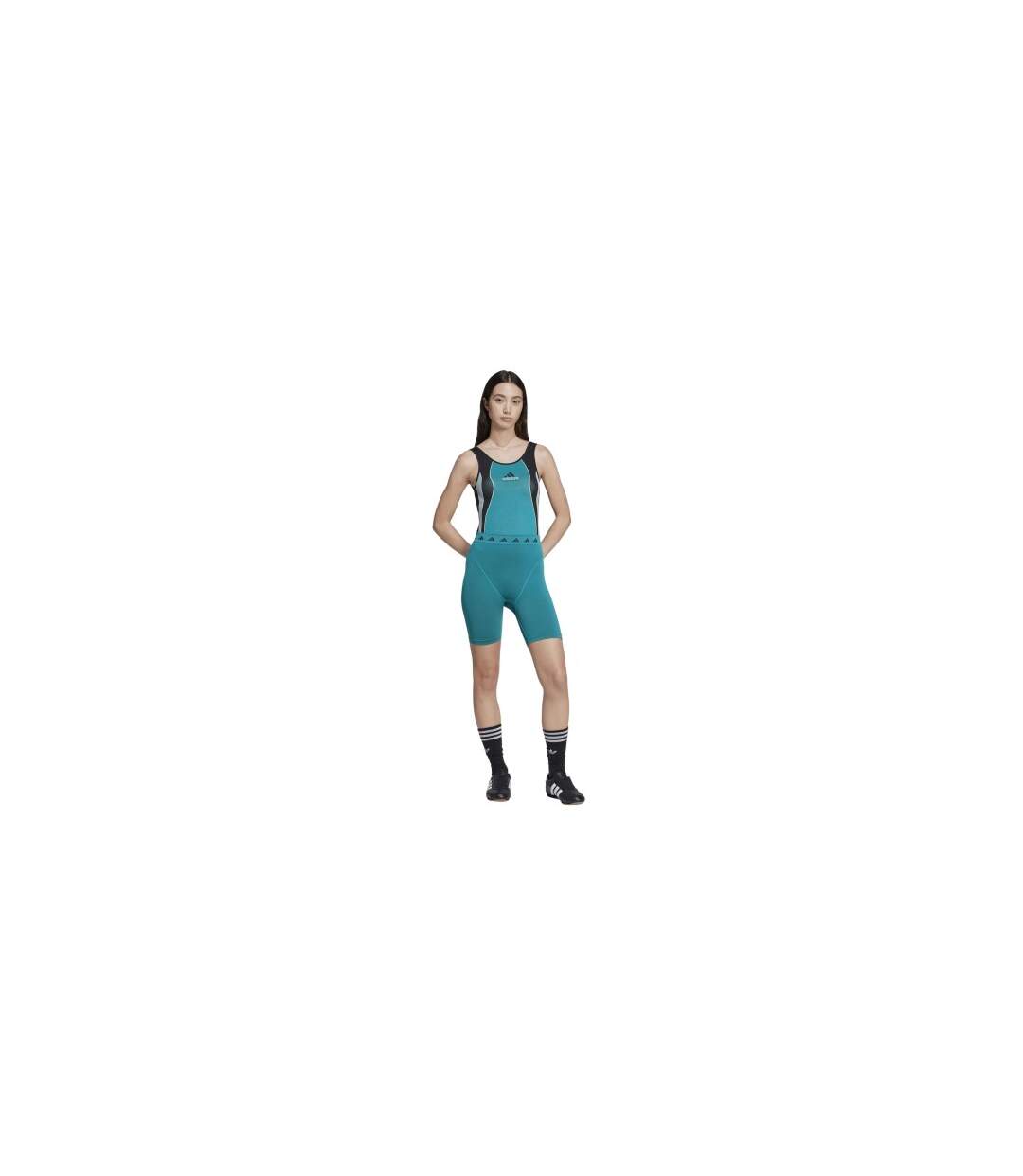 Womens/ladies Equipment Logo Colour Block Bodysuit Green Adidas-1