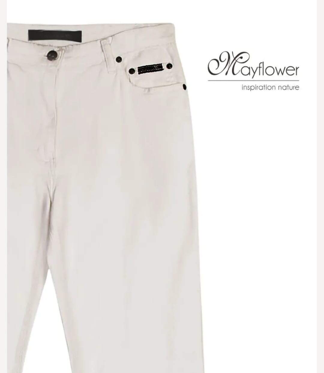 Pantalon Mayflower FIANA2 blanc coupe droite : le confort du stretch au quotidien-4