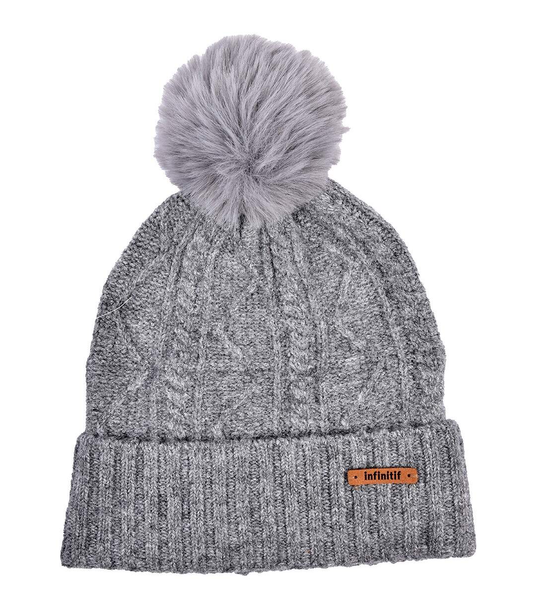 Bonnet Pompon INFINITF Femme 0212 POLAIRE GRIS