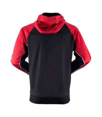 Finden & Hales Mens Panelled Sports Full Zip Hoodie (Black/Red/White) - UTPC5552