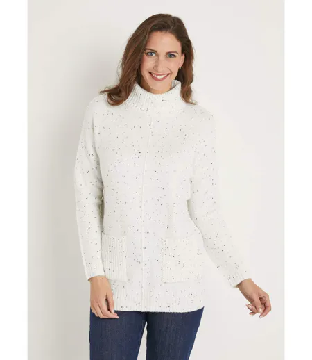 Pull-tunique chaud moucheté col roulé