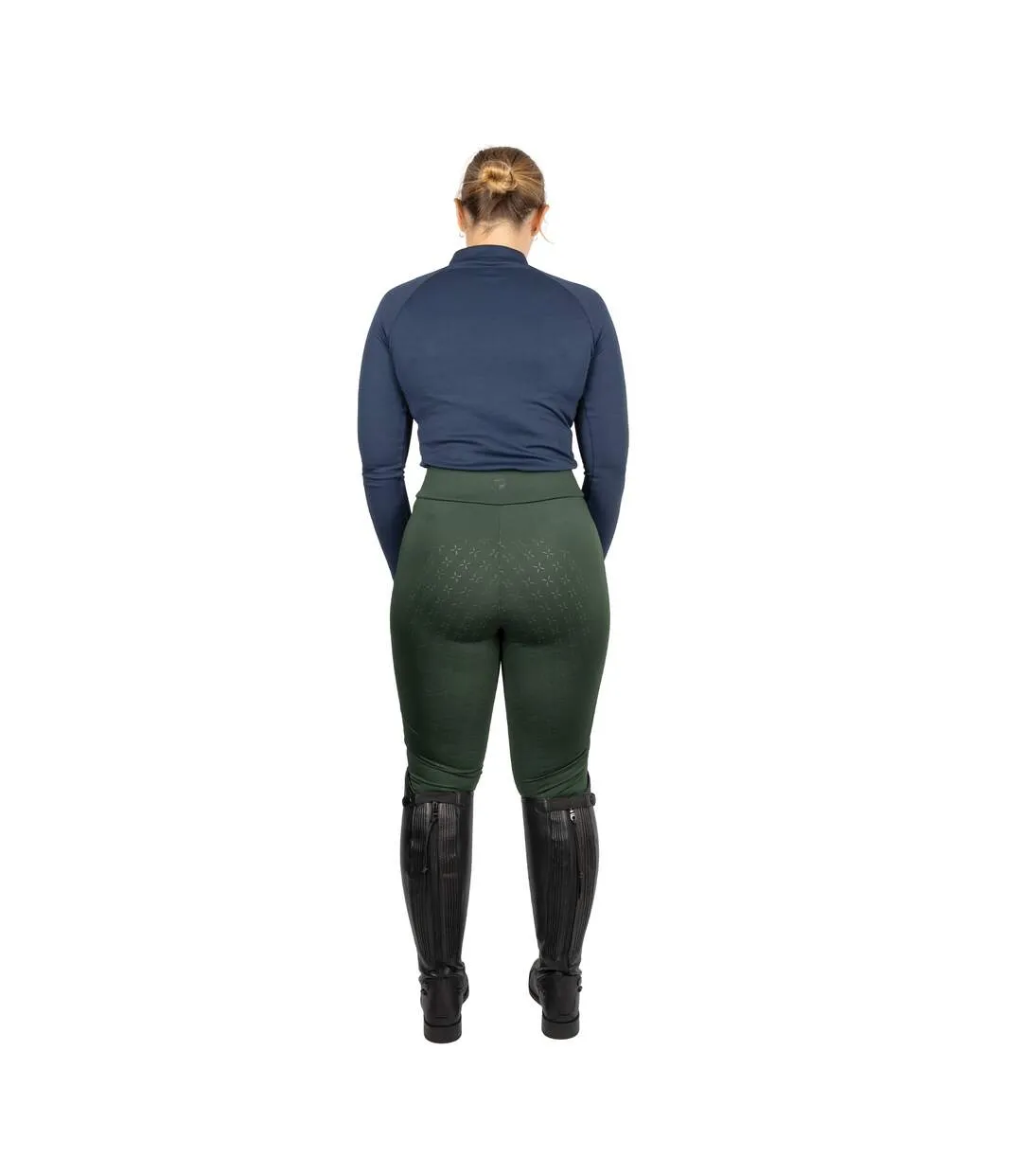 Womens/ladies Melton Horse Riding Tights Forest Green Hy-3