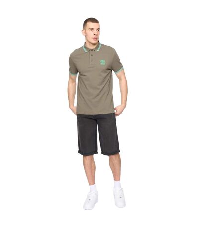 Mens Changra Polo Shirt Dark Sage Crosshatch