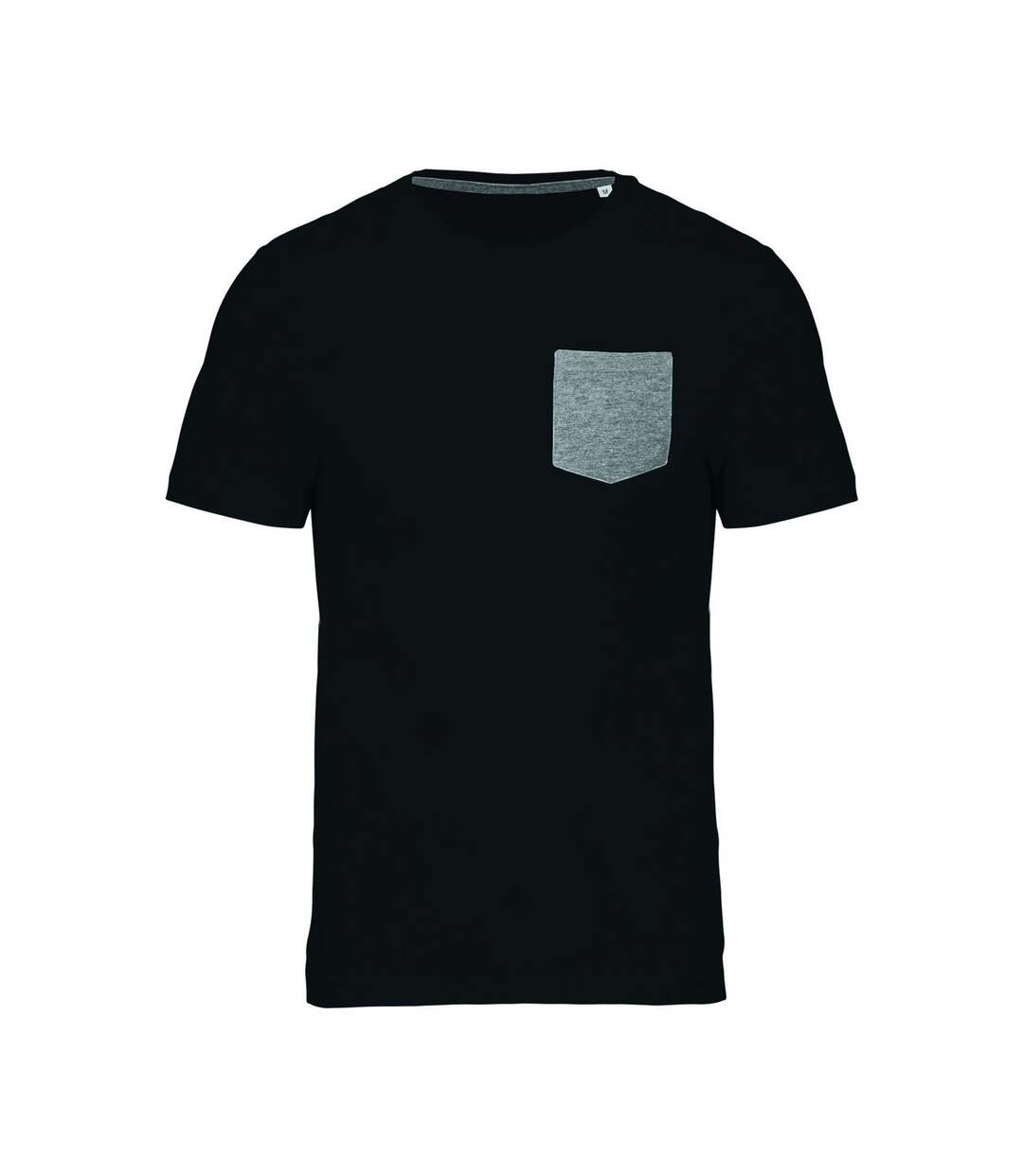 +++ FDS 130125 +++ T-shirt manches courtes avec poche - K375 - noir - homme - coton bio-2