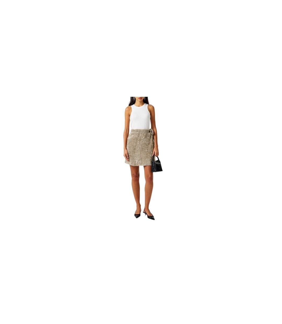 Womens/ladies Metallic Knitted Mini Skirt Gunmetal Never Fully Dressed-1