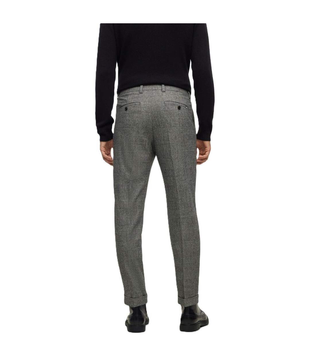 Mens Perin Pleated Trousers Black Boss-3