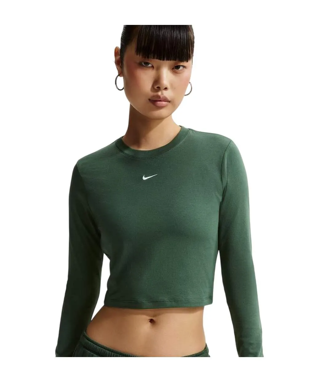 T-shirt Manches Longues Femme Vert Foncé Blanc Nike-4