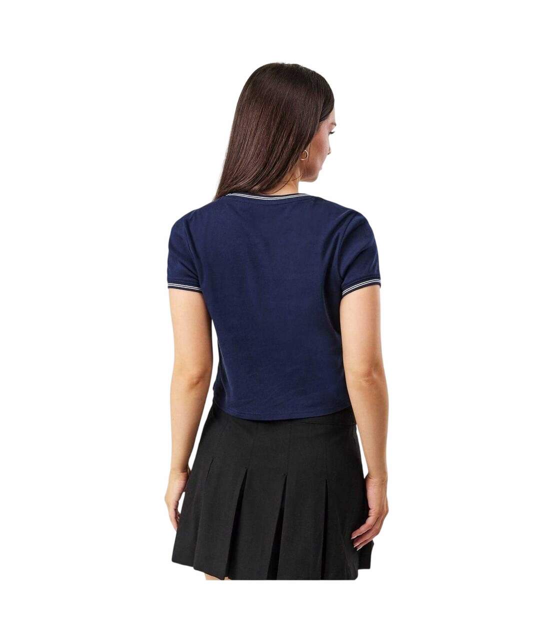 Womens/ladies Slim Crop Top Navy White Jack Wills-3