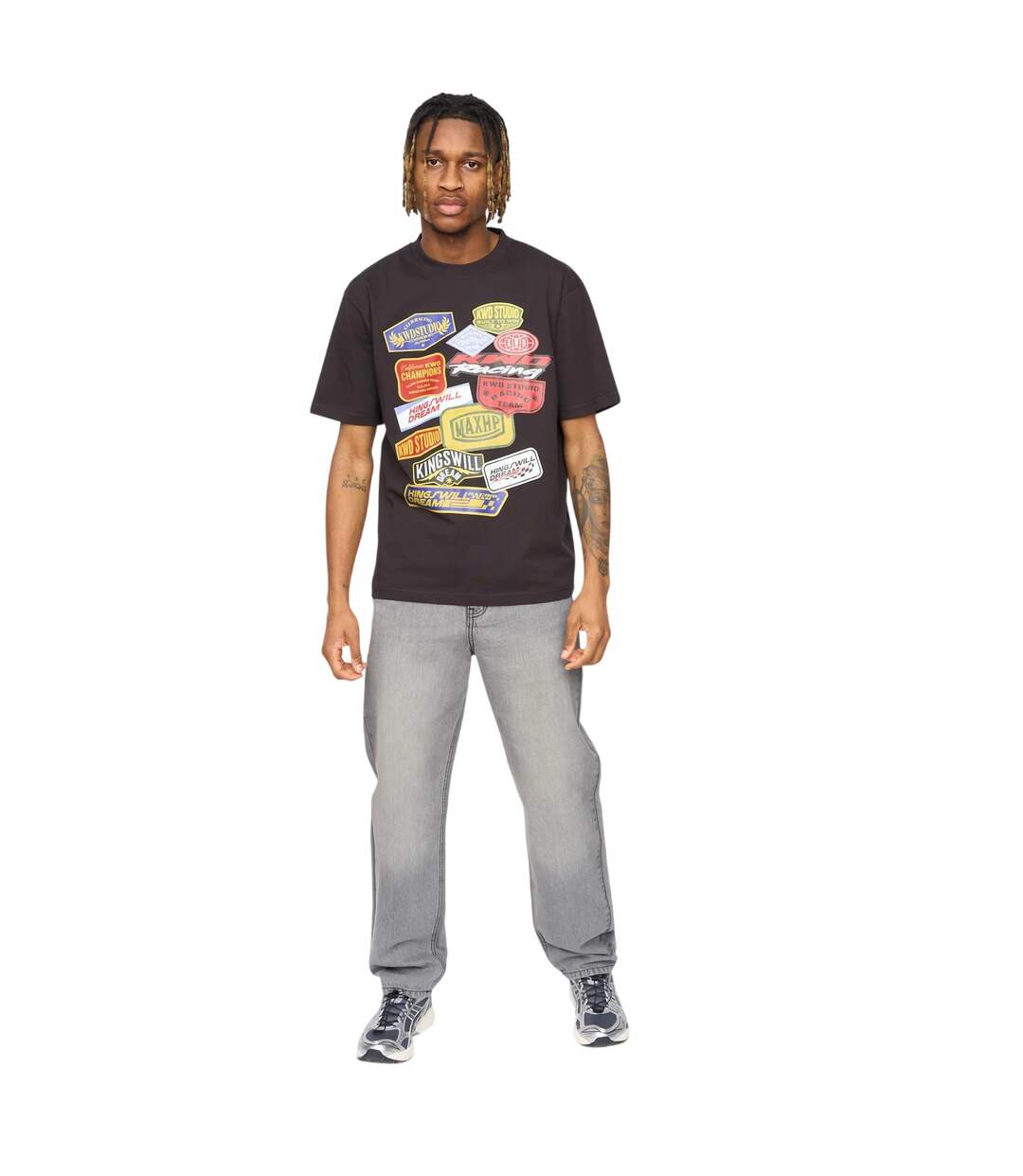 T-shirt Motif/style Logo Effet Vitesse Homme Noir Kings Will Dream-4