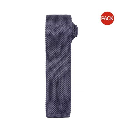 Premier Mens Slim Textured Knit Effect Tie (Pack of 2) (Steel) (One Size) - UTRW6946