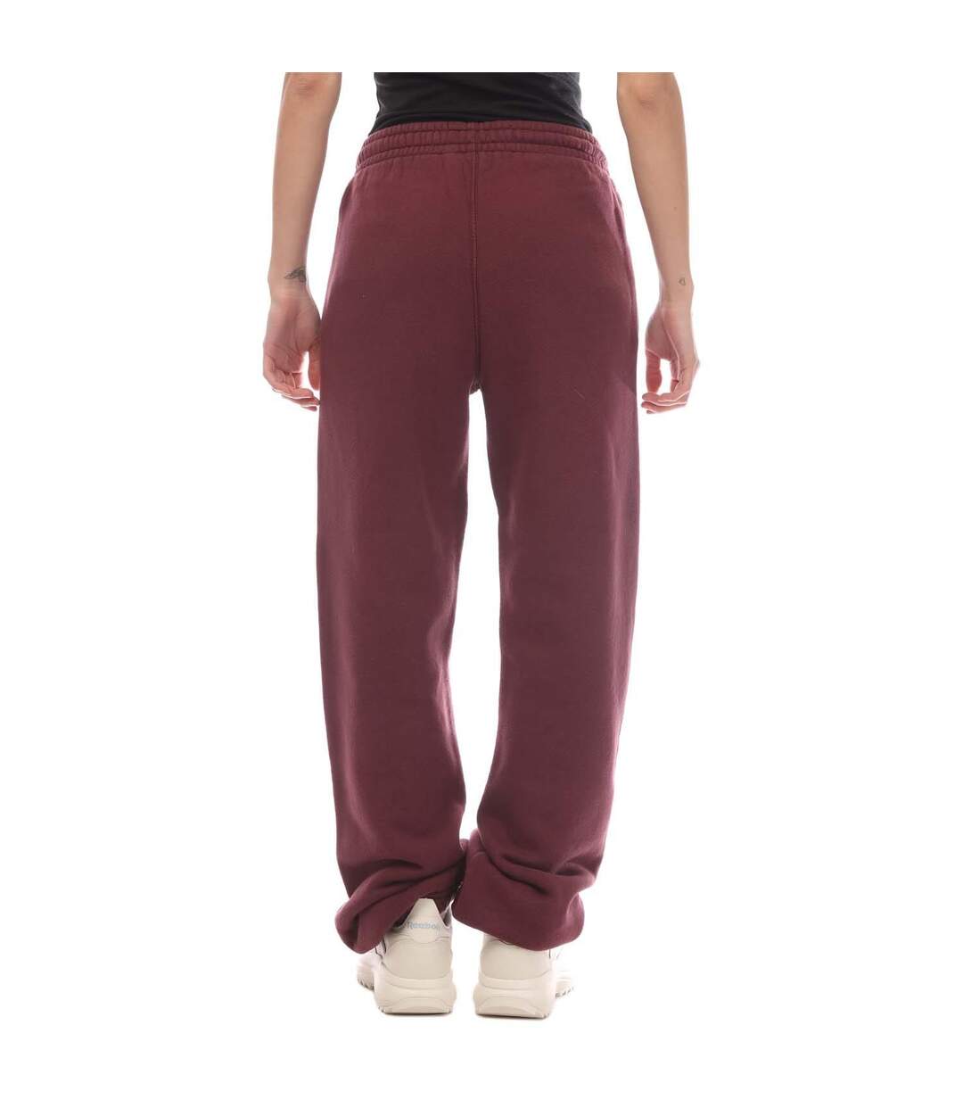 Womens/ladies Spray Helvetica Cuffed Sweatpants Burgundy Off White-2