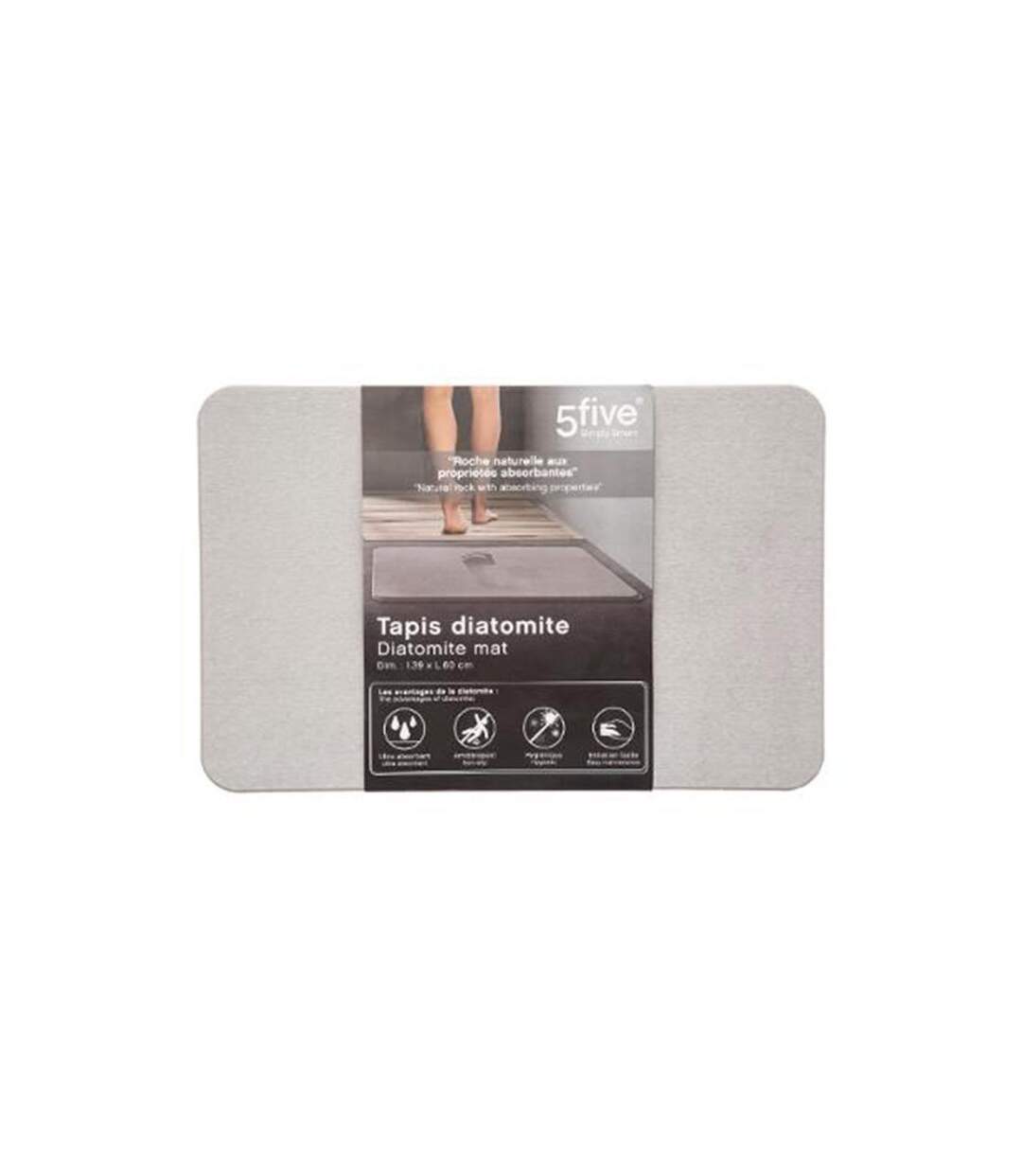 Tapis de Salle de Bain Diatomite 39x60cm Gris-4