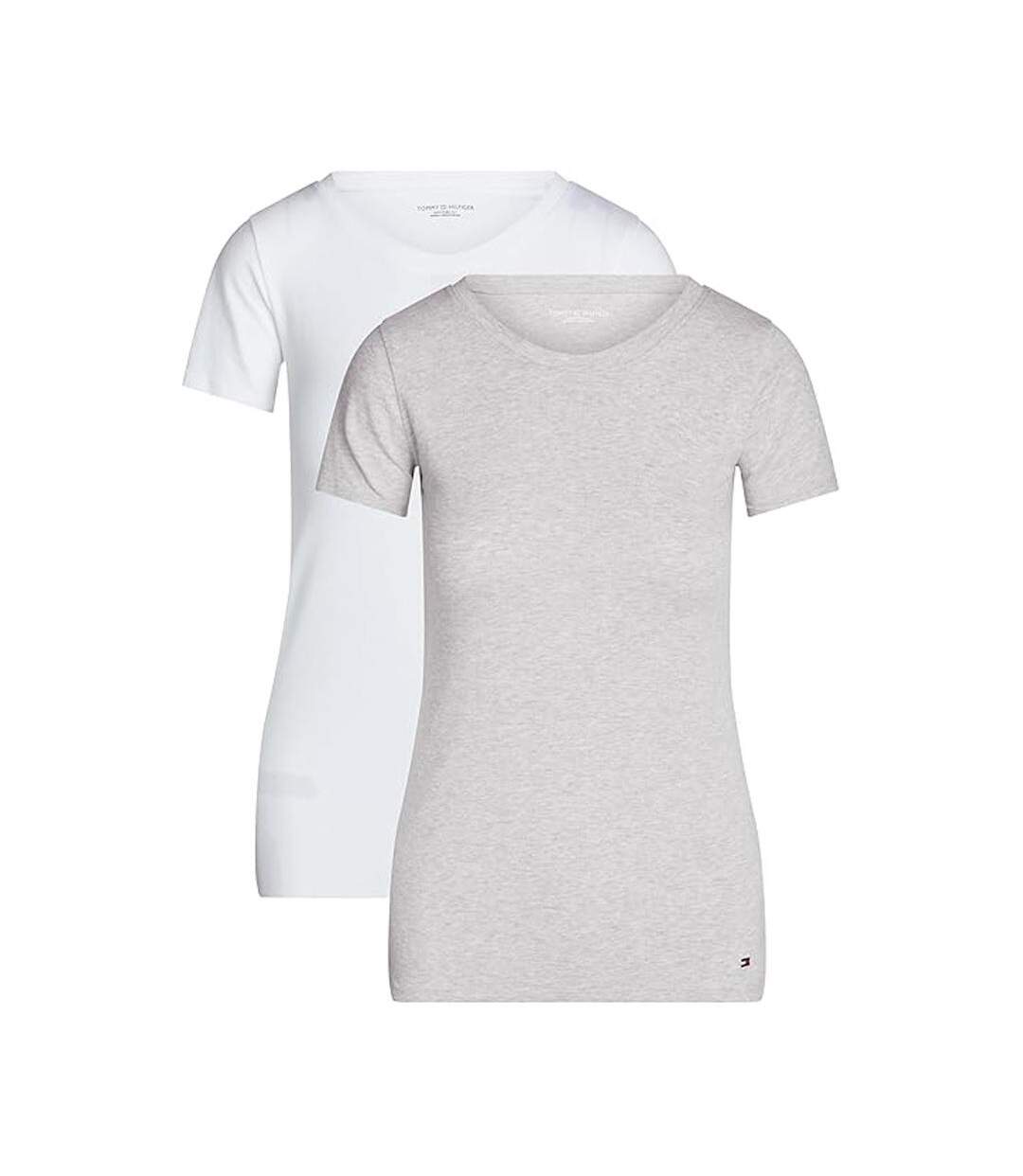 Lot de 2 t-shirts blanc/gris femme tommy hilfiger sky - l-1