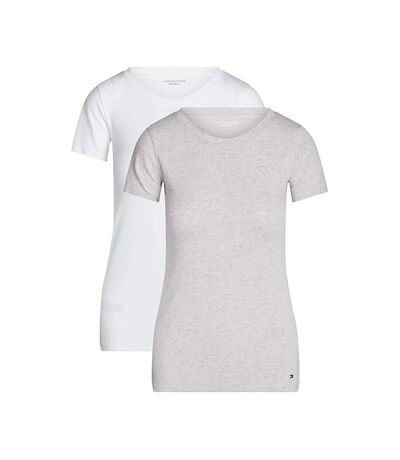 Lot de 2 t-shirts blanc/gris femme tommy hilfiger sky - l