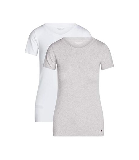 Lot de 2 t-shirts blanc/gris femme tommy hilfiger sky - l