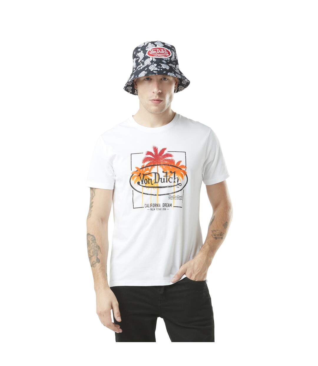 T-shirt homme col rond avec print en coton Palm Vondutch-1