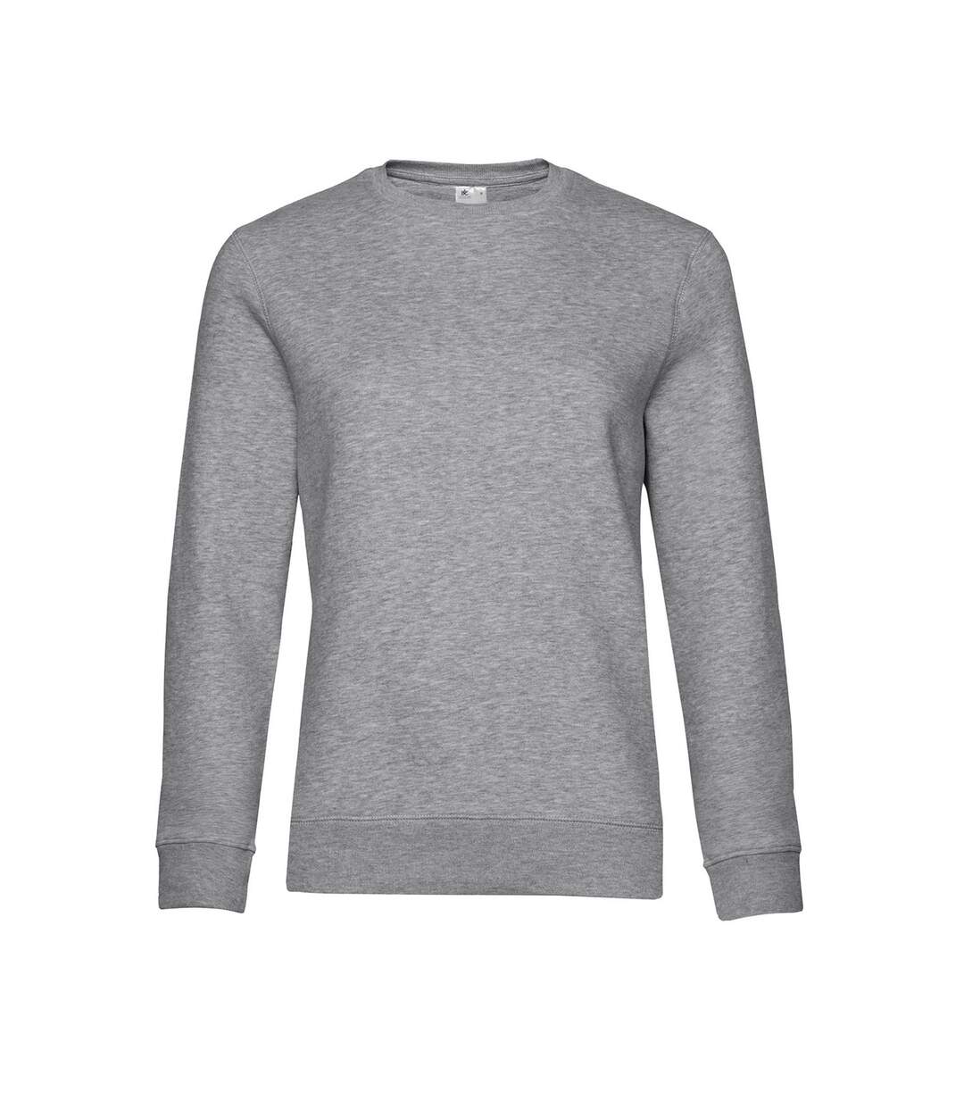 Womens/ladies queen crew neck jumper heather grey B&C