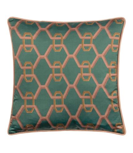 Paoletti Carnaby Satin Chain Geometric Throw Pillow Cover (Teal) (45cm x 45cm) - UTRV3171