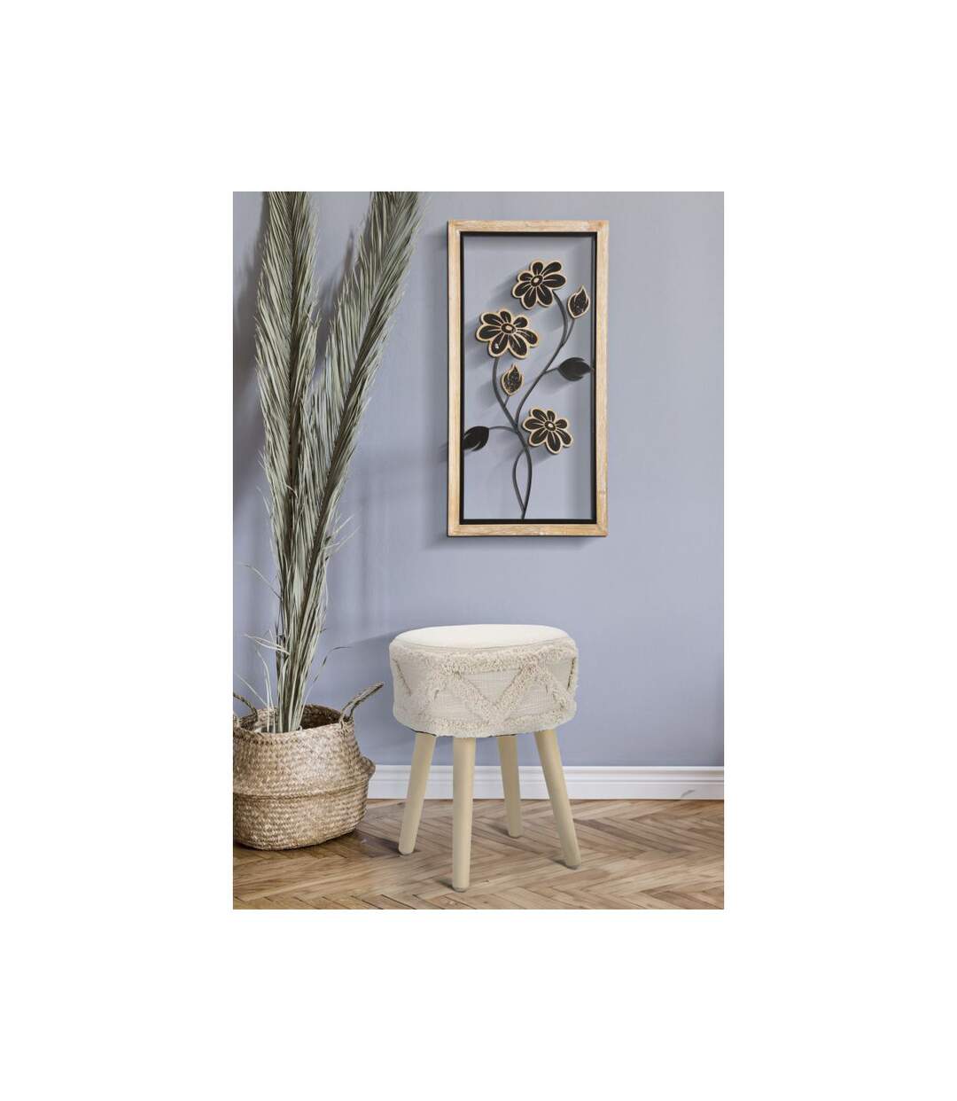 Décoration Murale Encadrée Girish 60cm Naturel & Noir-5