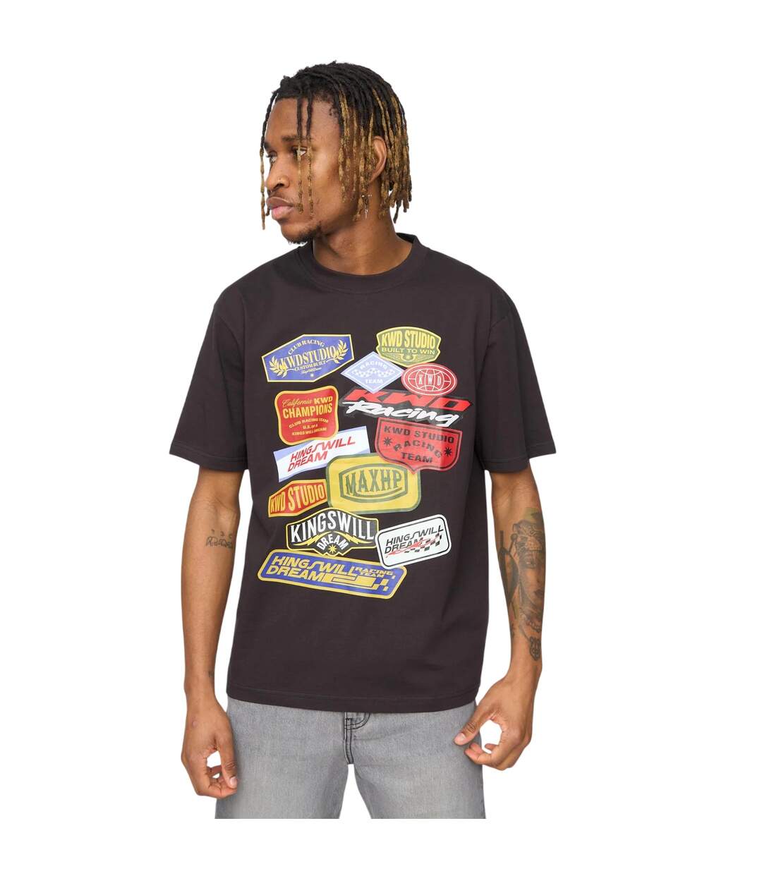 T-shirt Motif/style Logo Effet Vitesse Homme Noir Kings Will Dream-2