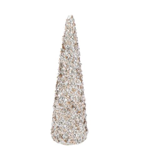 Cône Déco Sequins 46cm Champagne