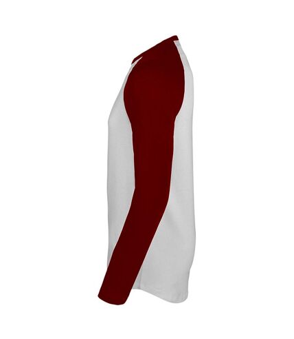 SOLS Mens Funky Contrast Long Sleeve T-Shirt (White/Red) - UTPC3513