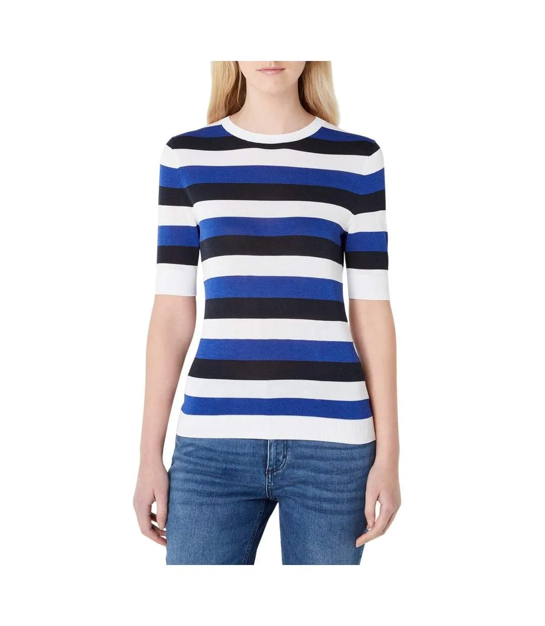 Haut Motif/style À Rayures Femme Bleu Blanc Bleu Marine Boss-3
