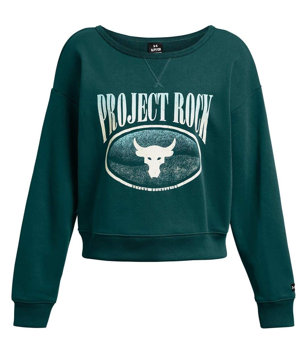Womens/ladies Project Rock Terrycloth Relaxed Fit Sweatshirt Blue Under Armour-2