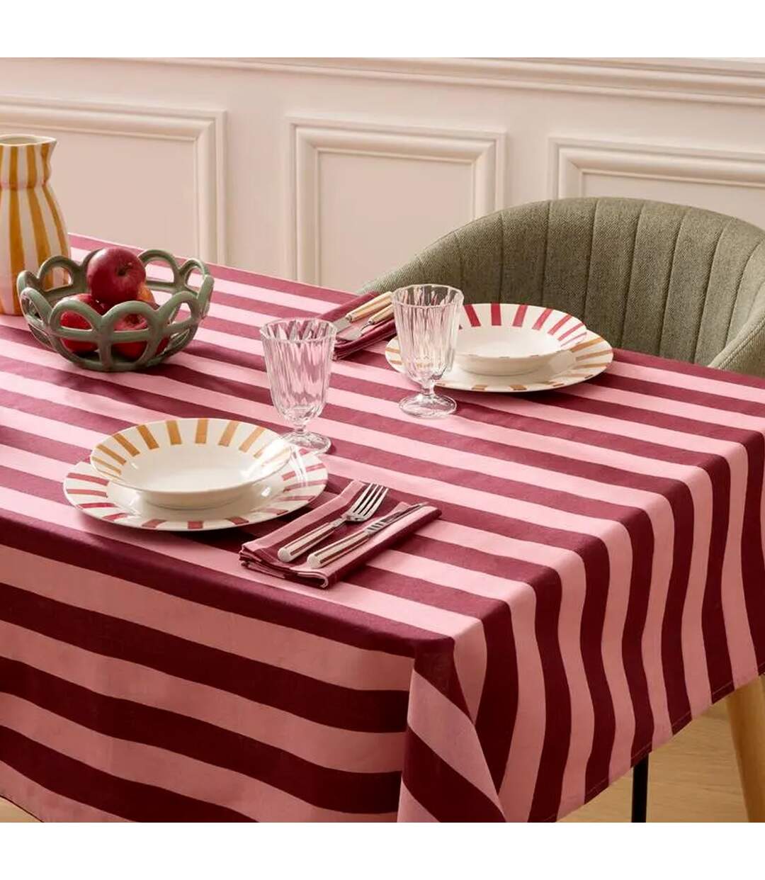 Lot de 4 Serviettes de Table Chéri 40x40cm Rouge-4