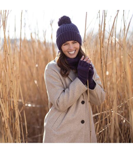Ladies Knitted Fleece Lined Winter Thermal Fingerless Gloves