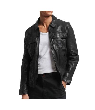 Veste En Cuir Noir Homme Superdry Studios - 3XL