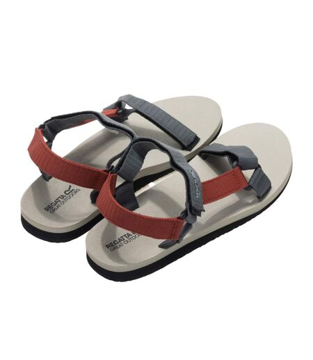 Sandales À Scratch Vendeavour Homme Gris Foncé Rouge Orange Regatta