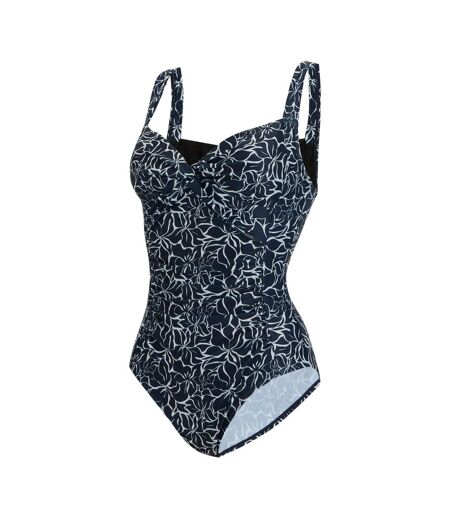 Womens/ladies Sakari Patterned One Piece Swimsuit Navy Regatta
