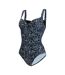 Womens/ladies Sakari Patterned One Piece Swimsuit Navy Regatta-4