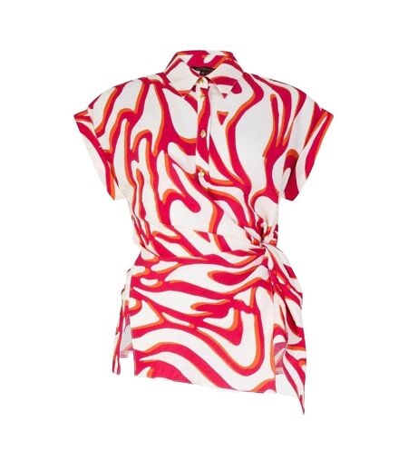 Chemise Mancherons Motif/style Tourbillon Femme Rouge Blanc Biba