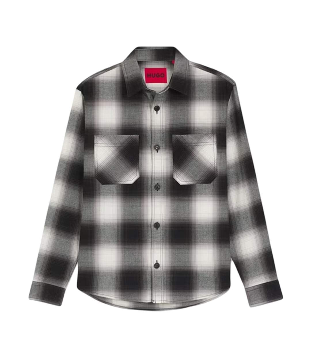 Mens Erato Plaid Long-sleeved Shirt Black Hugo-1