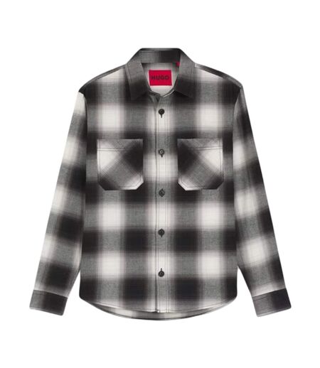 Mens Erato Plaid Long-sleeved Shirt Black Hugo