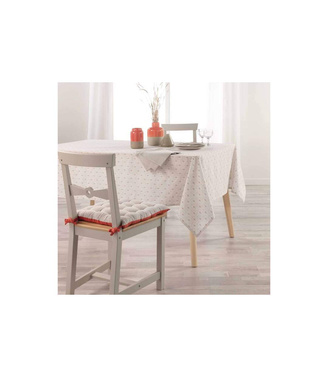 Nappe Imprimée en Coton Giana 140x240cm Beige-3