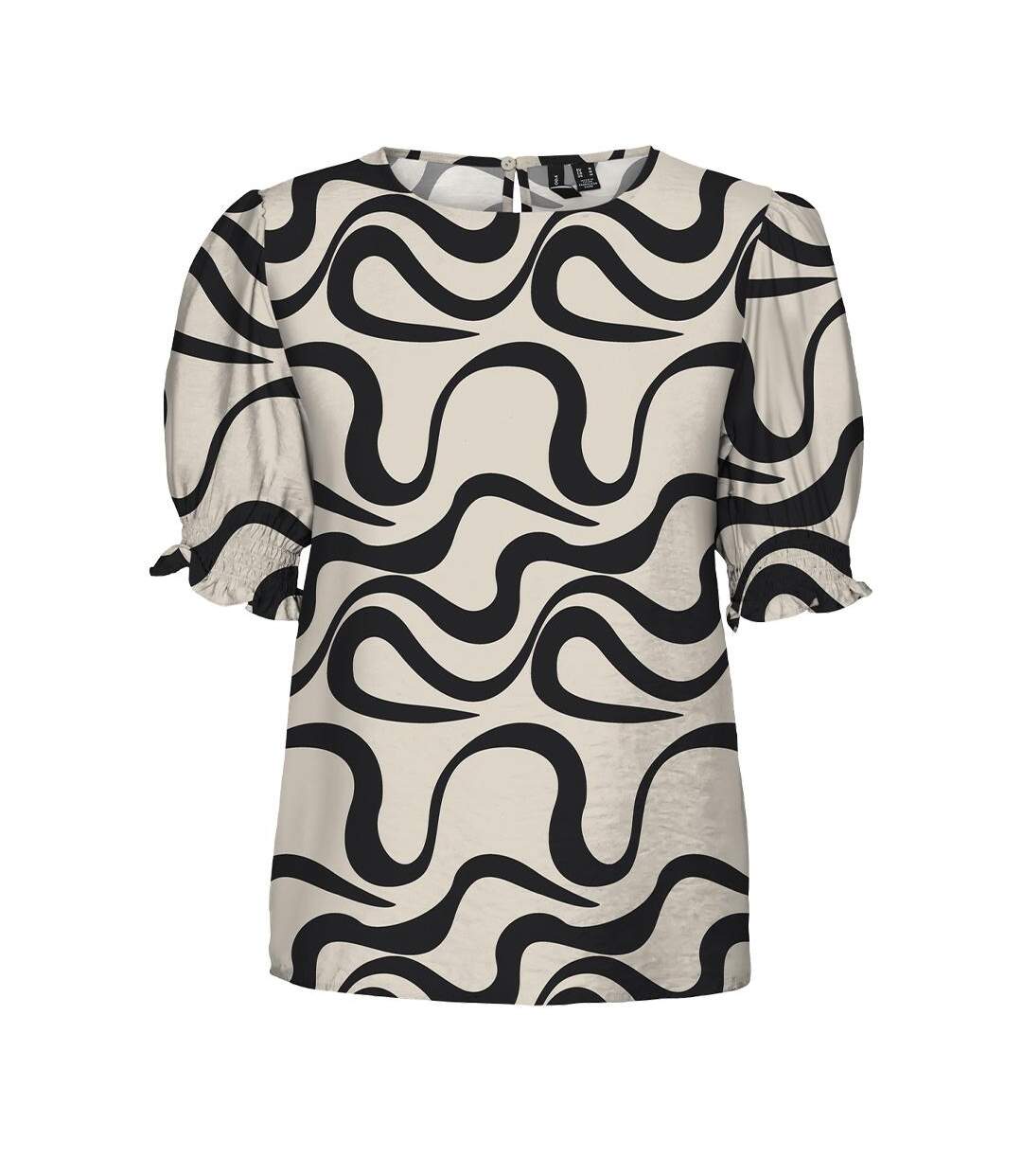 T-Shirt beige/noir femme vero moda mlea-1